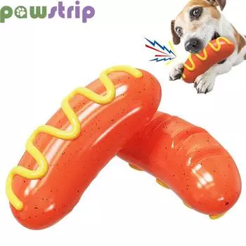 Игрушки для собак TPR Игрушки-пищалки для собак, устойчивые к укусам Эластичные игрушки в форме сосиски для обучения чистке зубов у собак Интерактивные игрушки Товары для животных красный