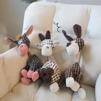 Игрушки для собак Звуковые игрушки Забавный ослик Точит и Чистит Зубы Мягкая игрушка для домашних животных Милый дизайн Интерактивный избавляет от скуки Товары для домашних животных