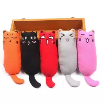 Игрушки для укусов домашних животных Милые игрушки с кошачьей мятой для котят, скрежещущих зубами, плюшевые игрушки для кошек, интерактивные, забавные, для кошек, жевательные аксессуары для домашних животных 12.6x5.3x3.5cm оранжевый