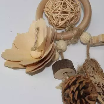 Игрушки для укусов птиц из натурального дерева, ротанговый шар, шишка, деревянный блок, жевательные игрушки для попугаев с металлическим крючком, клетка для птиц, аксессуар для попугая