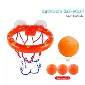 Игрушки для ванны, баскетбольное кольцо для ванны для малышей, с набором из 3 мягких мячей и прочной присоской, игра-стрелялка для ванны