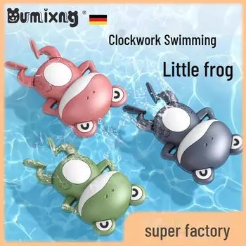 Игрушки для ванны DUMIXNG: Плавающая лягушка, черепаха и утка для детей зелёный