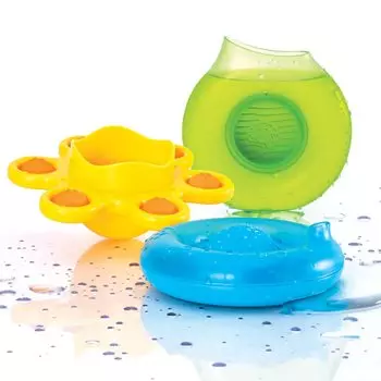 Игрушки для ванны Fat Brain Toys «Ямочки для ванн» Water Play, натуральный лаймово-синий FA361-1, зеленый, желтый,