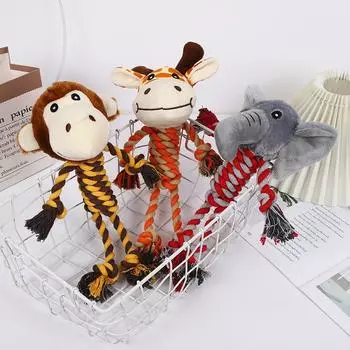 Игрушки для жевания из хлопковой веревки для собак в форме животных, устойчивые к укусам, игрушки для прорезывания зубов, хорошие компаньоны для собак