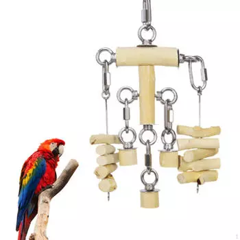 Игрушки для жевания птиц Подарки Деревянные кубики Клетка для попугаев Укус для корелл Зяблики 9x23cm