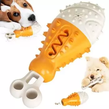 Игрушки для жевания собак Охлаждающие чистящие зубы для моляров Куриные ножки Многофункциональные игрушки для снятия беспокойства Плавающие в воде игрушки-дозаторы еды бирюзовый