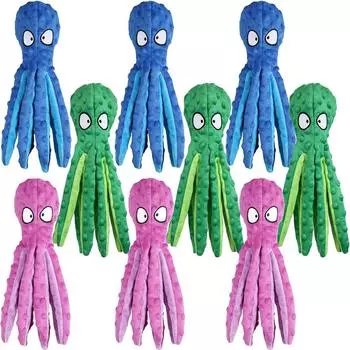 Игрушки для жевания собак «Осьминог», без набивки, плюшевая игрушка-пищалка для собак с хрустящей бумагой на ножках, вельветовая интерактивная игрушка для чистки зубов у собак зелёный