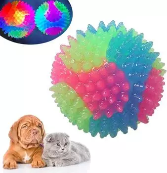 Игрушки для жевания собак, светящиеся шарики, обучающая игрушка для собак, устойчивая к укусам, эластичная, колючая, светящаяся, интерактивная игрушка для собак