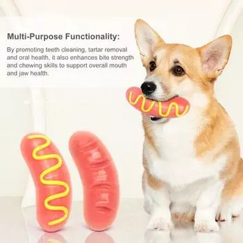 Игрушки для жевания собак в форме жареной сосиски, звучащая игрушка для жевания собак, нетоксичная игрушка для скрежетания зубами у собак