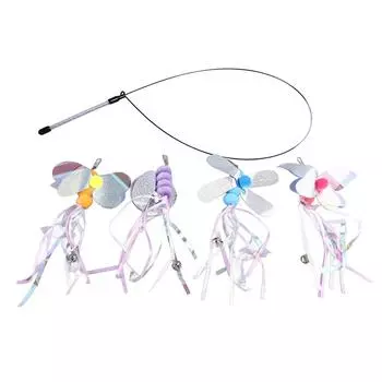 Игрушки-дразнилки для кошек, забавная интерактивная палочка-дразнилка для кошек с 4 сменными насадками для помещений