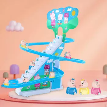 Игрушки Гонки Лестницы Игрушка для помещений, Игрушка для восхождения, Игрушка для американских горок для детей 15x30x27cm_3 Pigs