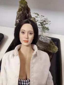 Игрушки и хобби масштабная фигурка Совместимость с TBLeague и другими элементарными телами Жемчужно-белая кожа Черные длинные волосы Азиатская красивая женская голова