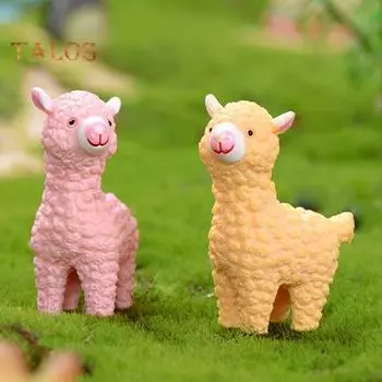ИГРУШКИ И МАЛЫШИ Симпатичные мини-модели овец Альпака Миниатюры Кукольный дом Суккуленты Пейзажный декор розовый