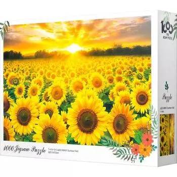 Игрушки и Пазлы Закат в желтом поле подсолнухов Пазл TP10-1015, 1000 деталей, разные цвета Пазл, Детские игры, Развивающие игрушки