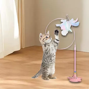 Игрушки из кошачьих перьев, интерактивная съемная присоска, бытовая игрушка-тизер для домашних животных зелёный