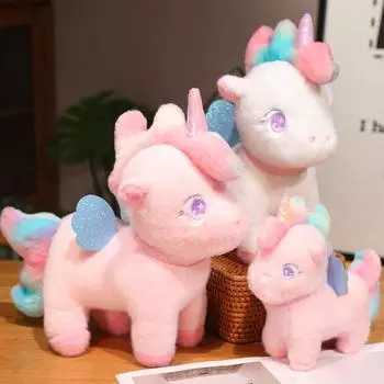 Игрушки из меха радужного единорога, мягкие и милые радужные пони, компаньоны для сна в постели, симпатичные детские игрушки в подарок, мягкие куклы-единороги 24cm