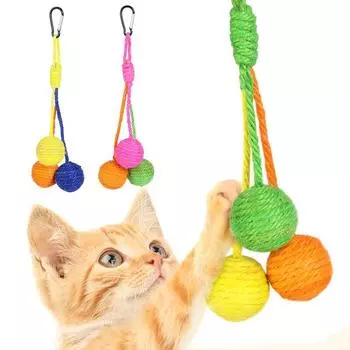 Игрушки из пенькового мяча с мечом для домашних животных, веревочный мяч, устойчивый к укусам мяч из пряжи со звуком и подвесной веревкой