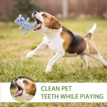 Игрушки из веревки для собак, очаровательный плетеный медведь, дизайн, безопасный материал для чистки зубов, защита, мебельная игрушка для маленьких/средних/больших собак разноцветный