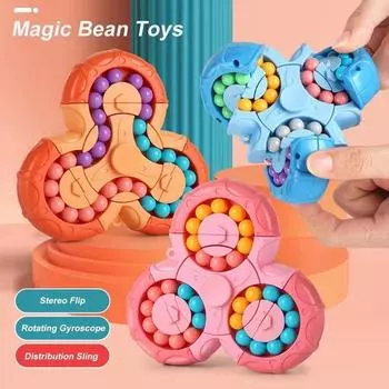Игрушки Magic Bean, шестигранный вращающийся палец, интеллектуальный гироскоп, антистресс, кубик на кончике пальца, обучающий, образовательный, волшебный диск, детские подарки синий