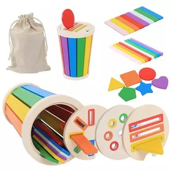 Игрушки Монтессори Развивающие игрушки для детей 1 2 3 4 лет Сортировка по цвету способствует когнитивному развитию и координации Деревянные игрушки для сортировки по форме и цвету