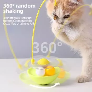 Игрушки-невалки для кошек, интерактивные, устойчивые к укусам, поворотные столы, съемные, игровые палочки для кошек, перья, колокольчики, мятный мяч для кошек белый