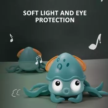 Игрушки-осьминоги для ползания со светом и музыкой, электронные игрушки-осьминоги с датчиком, функция избегания препятствий