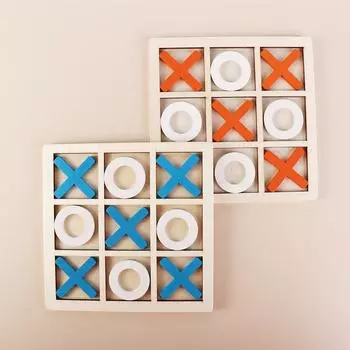 Игрушки Развивающие игрушки Головоломка Настольная игра Монтессори Деревянная игрушка XO Шахматная игра Крестики-нолики оранжевый