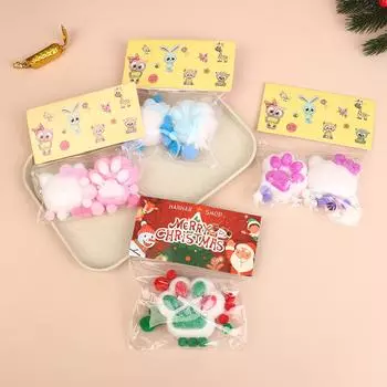 Игрушки ручной работы из флока, кошачья лапка, новогодняя елка, мягкие липкие щипцы для снятия стресса, расслабляющая игрушка, рождественские подарки на Новый год 04
