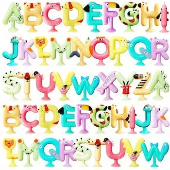 Игрушки с буквами на присосках Милые животные Алфавит ABC Игрушки с буквами на присосках Обучающие игры по правописанию Игрушки для детей Сенсорные игрушки