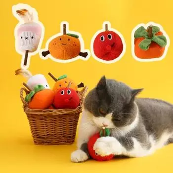 Игрушки с кошачьей мятой для чистки зубов Симпатичные в форме фруктов Устойчивы к укусам Избавляют от скуки Мягкие