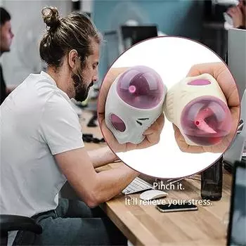 Игрушки-сдавливатели на Хэллоуин Череп Мягкие игрушки-антистресс на Хэллоуин Скелет Голова Уродливые Милые Взрывающиеся Глаза Странные Творения Детские Игрушки One Size серый