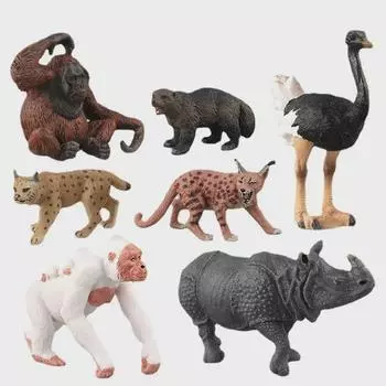 Игрушки-симуляторы диких животных: Модели кабана, страуса и орангутана