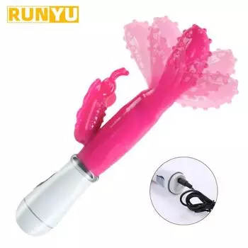 Игрушки Стимулятор кролика Бабочка Поцелуй Стимулятор точки G Игрушки Клиторальный вибратор Вибрирующее яйцо Секс-мастурбаторы для женщин Секс-игрушки для взрослых 225*30mm