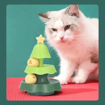 Игрушки-треки с мячом для котят избавляют от скуки, веселые интерактивные многослойные игрушки-шарики в форме рождественской елки с кошачьей мятой
