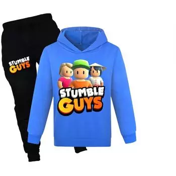 Игры Stumble Guys Детская одежда Толстовка + брюки Комплект для девочек и мальчиков 3-12 лет Детское пальто Весна Осень Спортивный пуловер для малышей 100