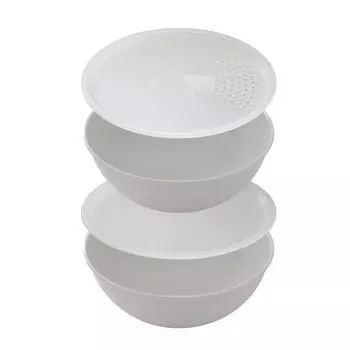 Ihara Kikaku Antibacterial Preparation Bowl Set of 2 SBWL2 with Lid and Microwave and Dishwasher Made in Japan Grater, Safe, белый