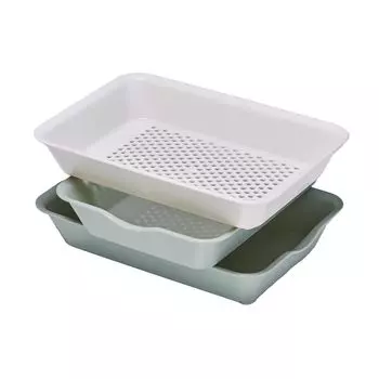 Ihara Planning Antibacterial Bat Colander Wide Smoky Green Made in Japan Stackable! & VC-GRL