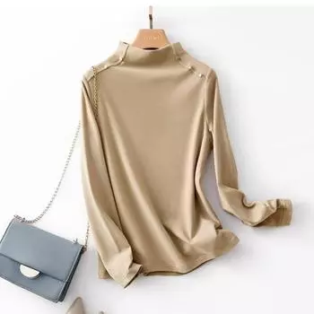 Ihimi Half Turtleneck Dralon Long Sleeves Bottoming Shirt Women s 2025 Fall New Arrival Silm T-Shirt Velvet Padded Thickened Top