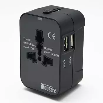 iHouse все зарубежные преобразования Преобразование розеток 2 USB по всему миру Одобрено Министерством торговли и обычной гарантией 1 год Подключай, подключай,