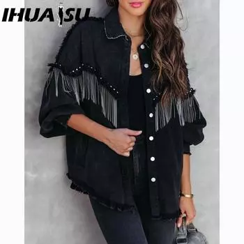 IHUASU Heavy Industry Ins Style Chain Rivets Street Fashion однобортное пальто S чёрный