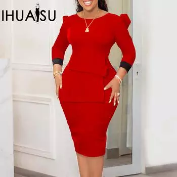 IHUASU модная женская темпераментная юбка-карандаш с запахом на бедрах OL платье S