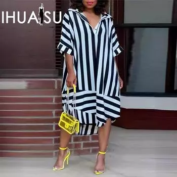 IHUASU Модное платье-юбка миди с V-образным вырезом и пятиточечным рукавом нерегулярной формы S красный