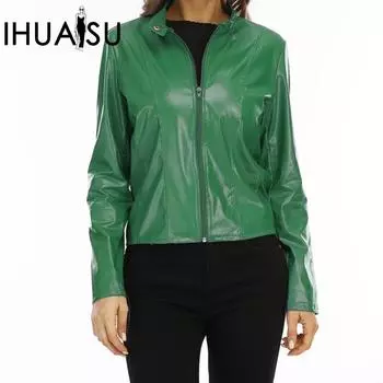 IHUASU осенне-зимний модный кожаный костюм, маленькая куртка для женщин
