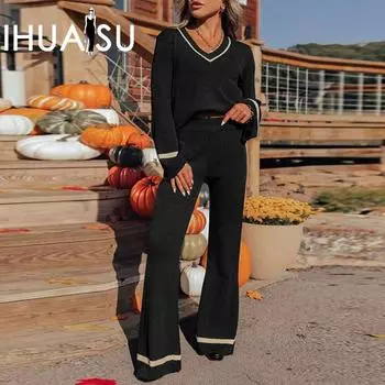 IHUASU Осенне-зимний женский комплект из двух предметов Parquet Collision Suit S чёрный