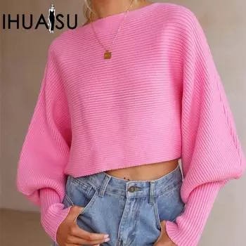 IHUASU Осенне-зимний женский вязаный кардиган свободного кроя однотонный джемпер S белый