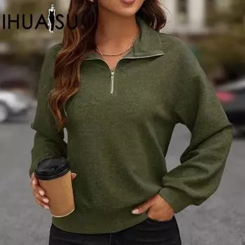 IHUASU осенне-зимняя женская трикотажная толстовка с капюшоном на молнии с длинным рукавом женская S светло-серый