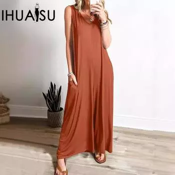 IHUASU Summer Fresh повседневный женский комбинезон с карманами, тонкий женский комбинезон S бордовый