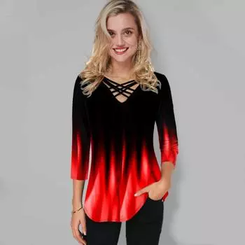 IHUASU Свободная женская футболка с v-образным вырезом в повседневном стиле и пуловером S зелёный