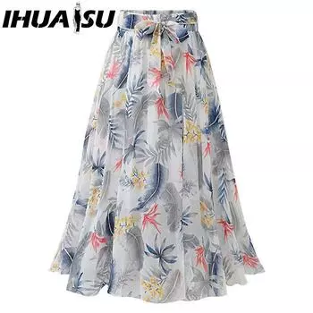 IHUASU Женская Модная Повседневная Летняя Весенняя Юбка M белый