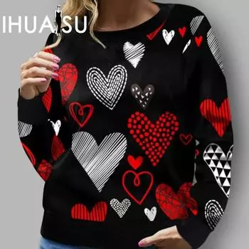 IHUASU Женская свободная толстовка с принтом тай-дай, круглым вырезом и длинными рукавами S синий